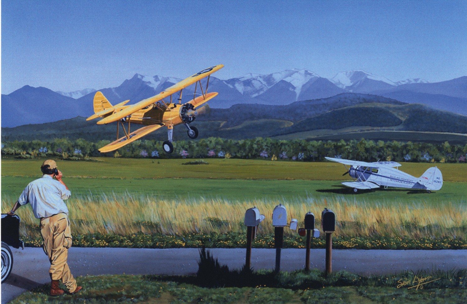 Lynos Print of Blue Ribbon Farms in Sequim WA with Olympic Mountain Range in the background